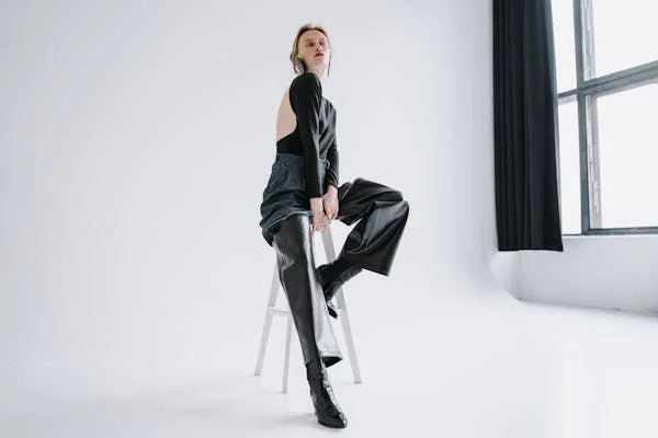 Model showcasing trendy fashion in stylish outfit